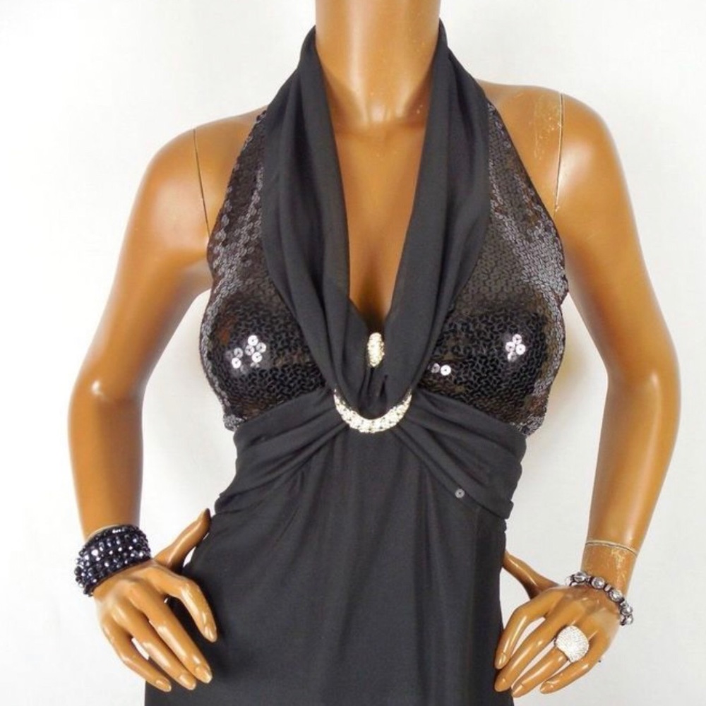 Beautiful black sequined halter top.
